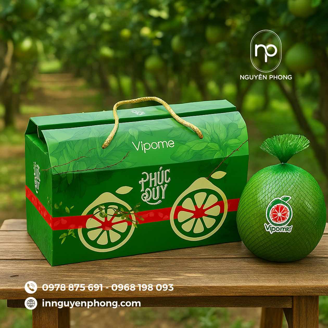 Mẫu in thùng carton đựng bưởi da xanh